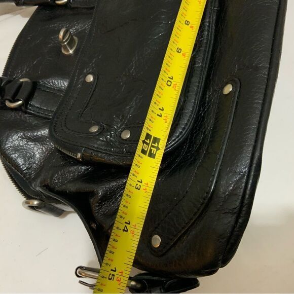 Hype Women's Black Soft Leather Studded Tote Satchel hobo bag - Picture 15 of 15